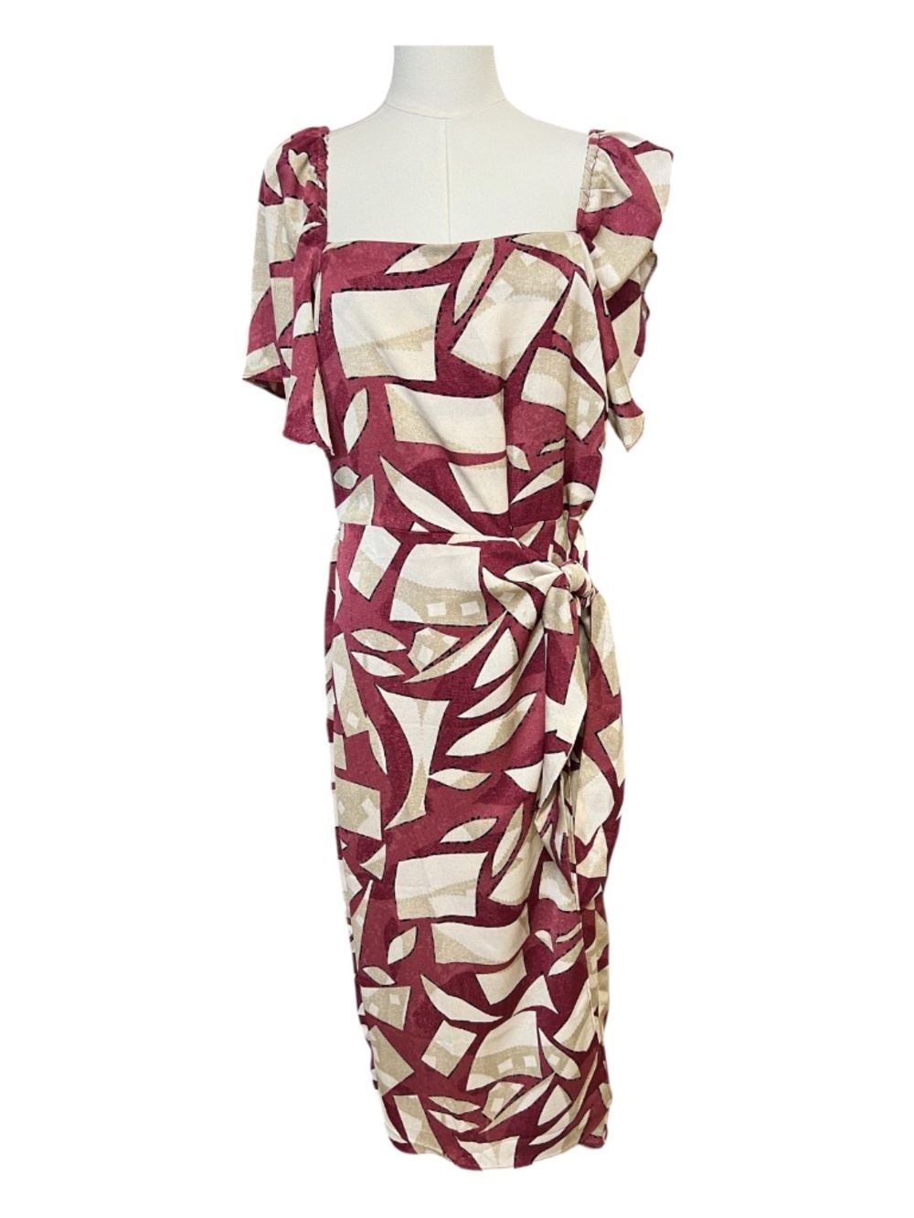 🆕 NWT NIC+ZOE Shadow Blocks Faux Wrap Midi Dress | Size L
